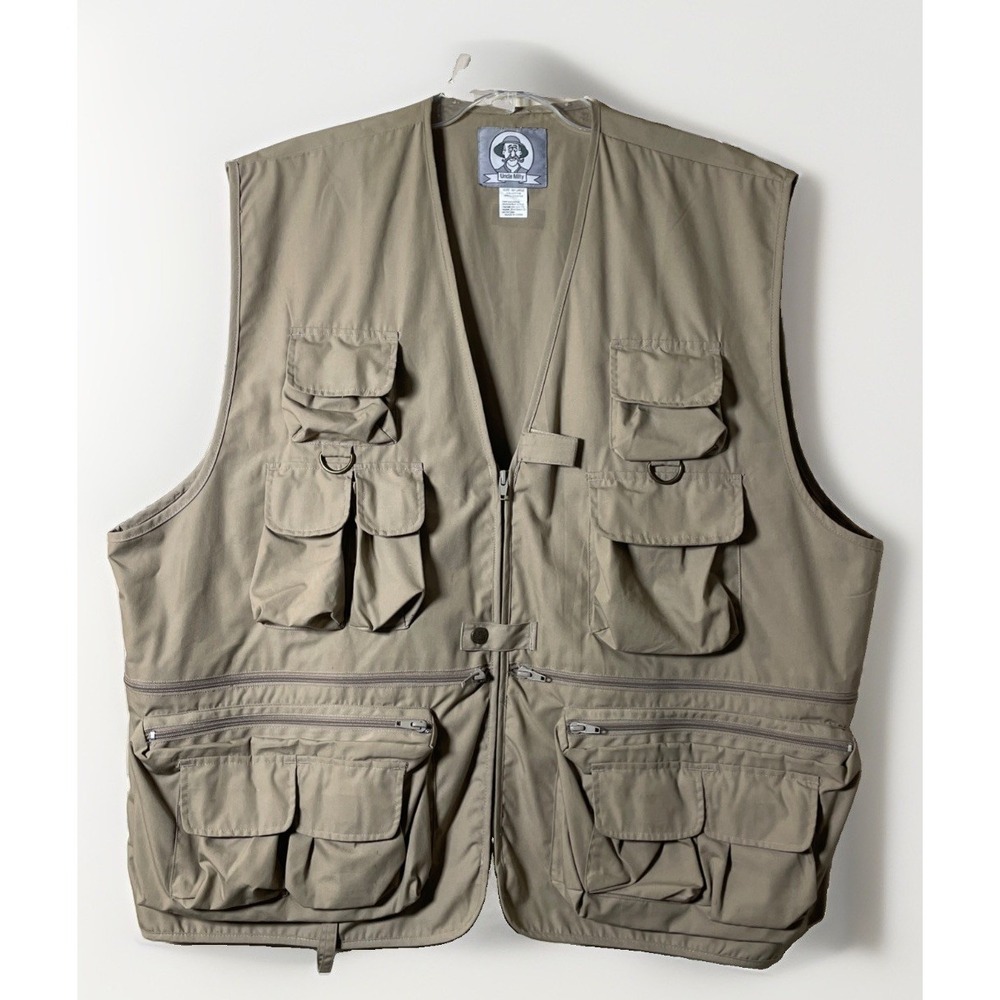Uncle Milty Fishing Tactical Vest Jacket 17 Pocket Khaki Photography Travel 2XL
